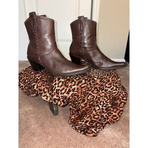 Franco Sarto "Levee" Brown Leather Cowboy Western Boots Size 9